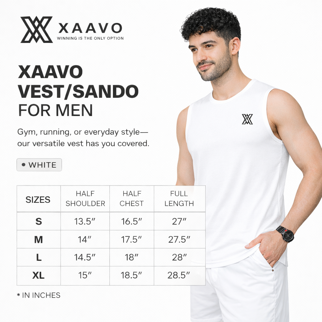 Xaavo Men's Sleeveless Gym T-Shirt | Quick Dry Sports Vest for Workout, Running & Training | Lightweight Breathable Activewear Tank