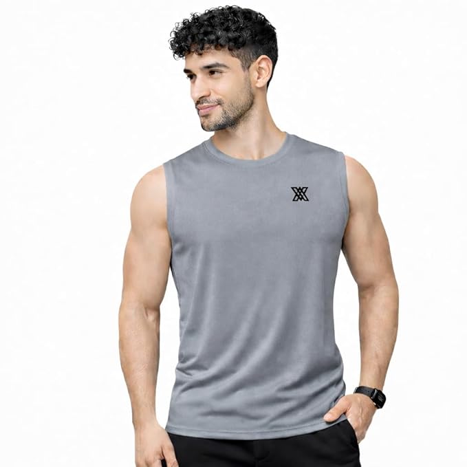 Xaavo Men's Sleeveless Gym T-Shirt | Quick Dry Sports Vest for Workout, Running & Training | Lightweight Breathable Activewear Tank