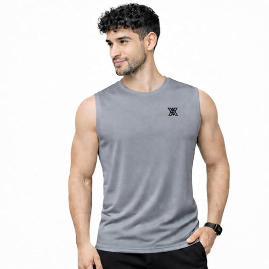 Xaavo Men's Sleeveless Gym T-Shirt | Quick Dry Sports Vest for Workout, Running & Training | Lightweight Breathable Activewear Tank