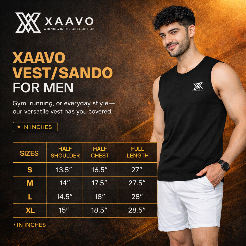 Xaavo Men's Sleeveless Gym T-Shirt | Quick Dry Sports Vest for Workout, Running & Training | Lightweight Breathable Activewear Tank