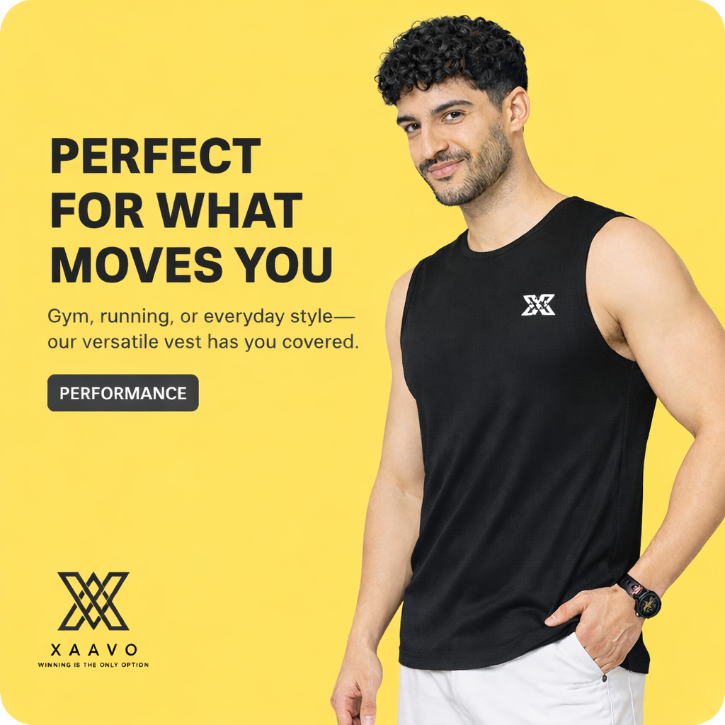 Xaavo Men's Sleeveless Gym T-Shirt | Quick Dry Sports Vest for Workout, Running & Training | Lightweight Breathable Activewear Tank
