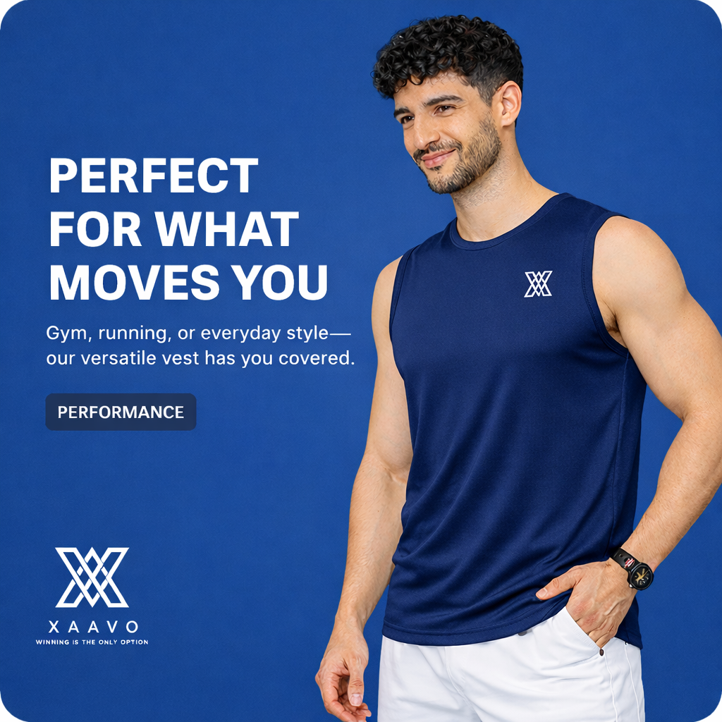 Xaavo Men's Sleeveless Gym T-Shirt | Quick Dry Sports Vest for Workout, Running & Training | Lightweight Breathable Activewear Tank