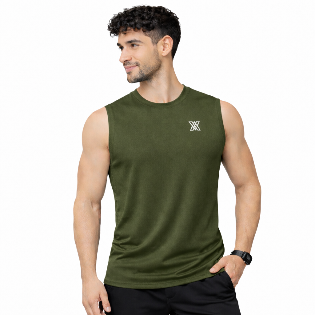 Xaavo Men's Sleeveless Gym T-Shirt | Quick Dry Sports Vest for Workout, Running & Training | Lightweight Breathable Activewear Tank
