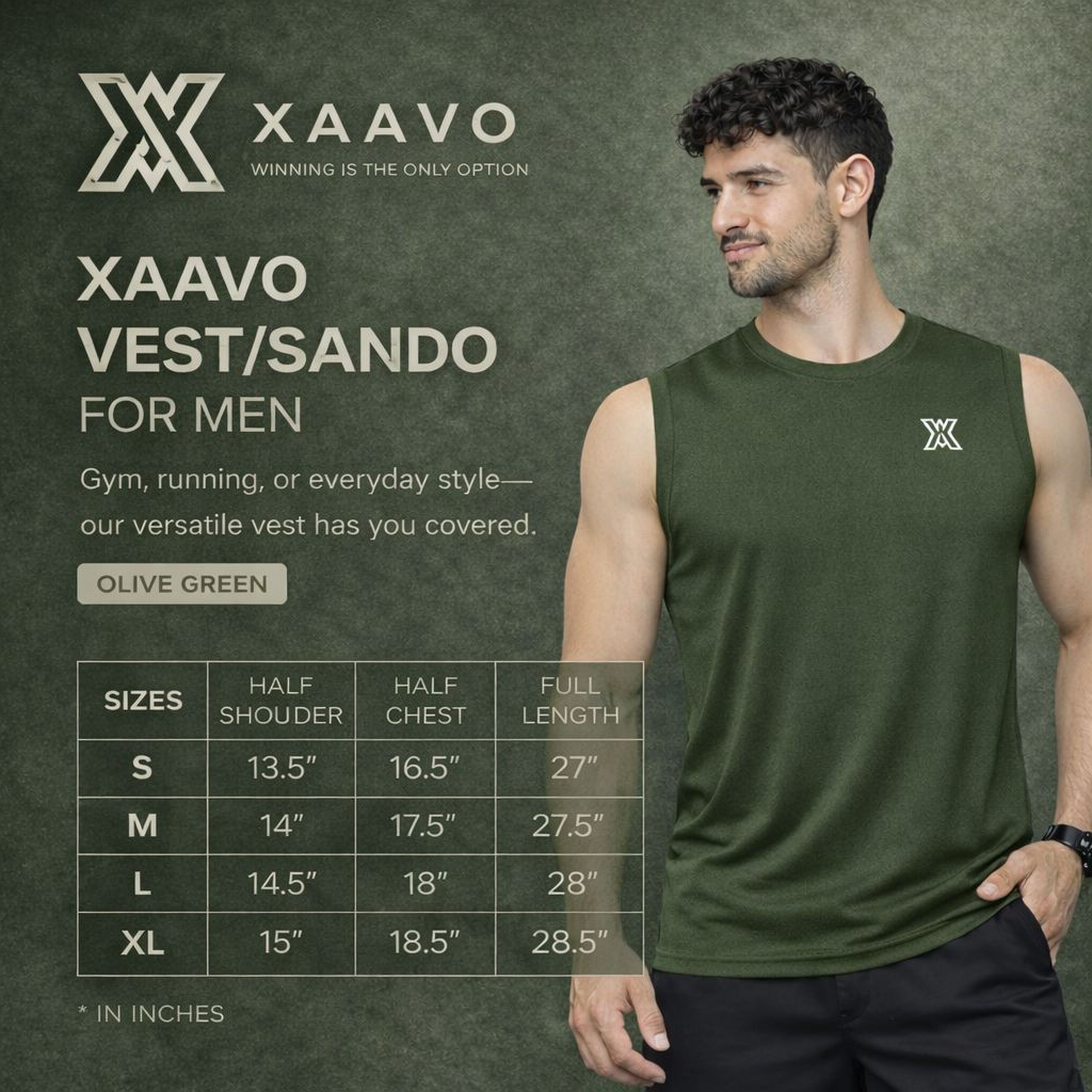 Xaavo Men's Sleeveless Gym T-Shirt | Quick Dry Sports Vest for Workout, Running & Training | Lightweight Breathable Activewear Tank